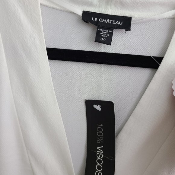 Le Chateau White Long Sleeve Top Size L NWT - Picture 10 of 11